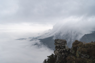 waterfall clouds in lushan mountain