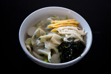 Traditional Korean rice cake and dumpling soup