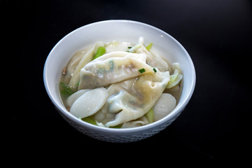 Traditional Korean rice cake and dumpling soup