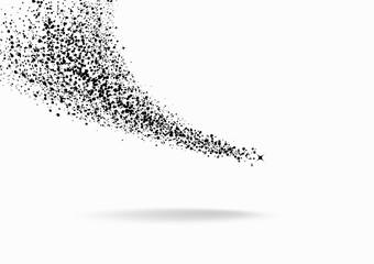 Stars, Spots and dots scatter falling black noise and grain distress textured on white space splashing and spray pointillism abstract background vector illustration