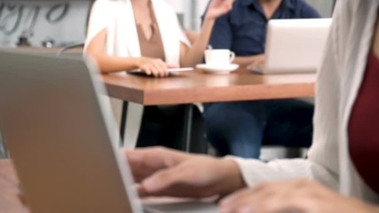 lifestyle of Business man and woman in cafe.