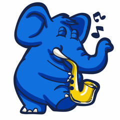 Elephant playing saxophone cartoon 