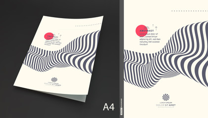 Cover design template. Pattern with optical illusion. Abstract 3D geometrical background. Vector illustration.