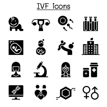 IVF, In Vitro Fertilization icon set