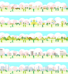 街並み　桜　春　セット