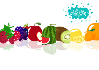 Healthy smoothie fruits juicy, organic healthy food collection balance diet, creative design white space vector illustration