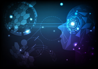 Artificial intelligence, information digital technology cyberspace geometry concept abstract background vector illustration