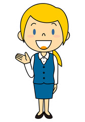 スーツの外国人女性 立ち姿 ご案内