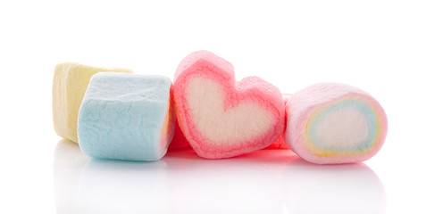 colorful marshmallows candy isolated on white background