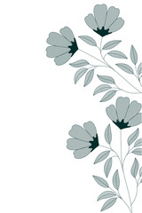 flowers with branches and leaves icon