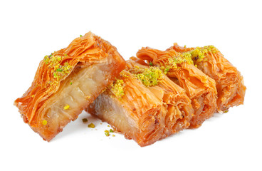 Turkish Ramadan Dessert Baklava isolated on white