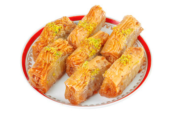 Turkish Ramadan Dessert Baklava isolated on white