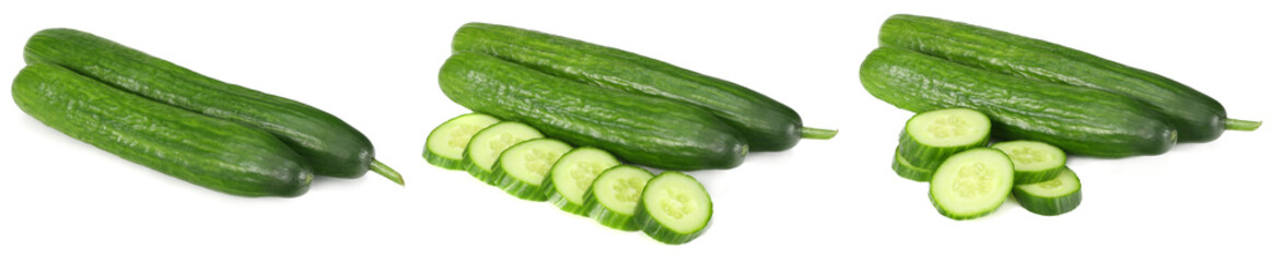 2 fresh cucumbers isolated on white background