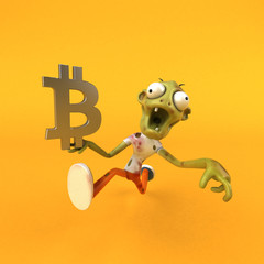 Zombie and bitcoin - 3D Illustration