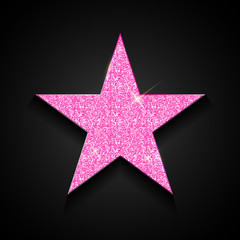 Obraz premium Rose Gold shiny star on black background Vector Illustration