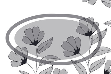 flowers with leaves and oval isolated icon
