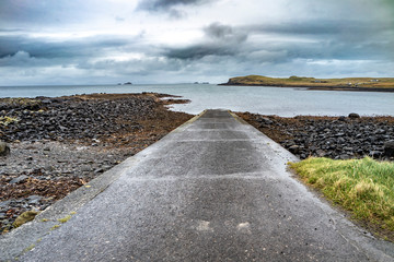 The jetty at Camus Mor at the coastline of north west Skye by Kilmuir - Scotland, United Kingdom