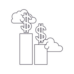 bar graph with dollar symbol isolated icon