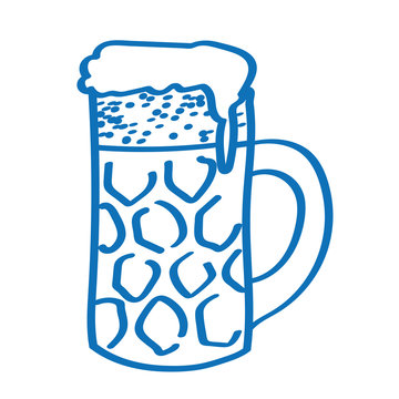 Handgezeichneter Bierkrug in dunkelblau
