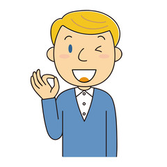 外国人男性 OKポーズ