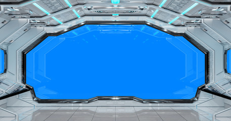 White clean spaceship interior background 3D rendering © sdecoret