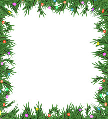 Christmas 3D pine tree branches wreath banner with text place isolated on white background
