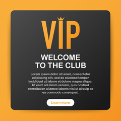 VIP club party premium invitation card poster flyer. Black and golden design template. Vector illustration.