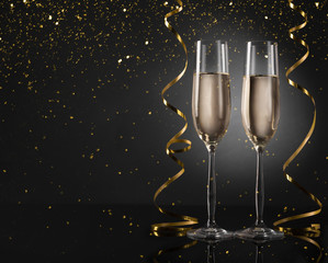 New year background with champagne flutes