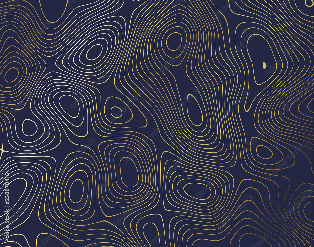 Poster abstract background with curved golden lines, topology map. eps10 vector