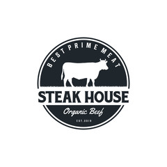 Vintage Cattle. Steak House / Beef logo design inspiration. Grill Restaurant emblem - Vector
