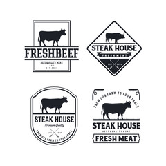 Vintage Cattle. Steak House / Beef logo design inspiration. Grill Restaurant emblem - Vector