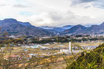 春の沼田城址からみた田園風景