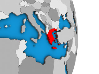 Obraz premium Greece on simple political 3D globe.