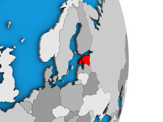 Obraz premium Estonia on simple political 3D globe.
