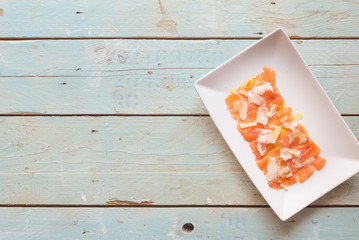 Carpaccio salmon with parmesan