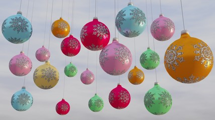 Christmas balls decorations with unique snowflakes