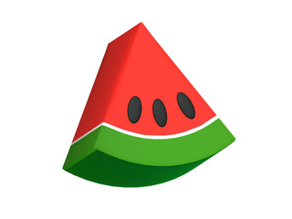 Slice of Tropical Fruit - Watermelon - 3D Illustration