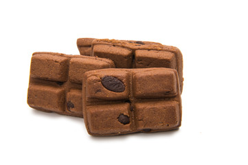 chocolate sponge cake isolated
