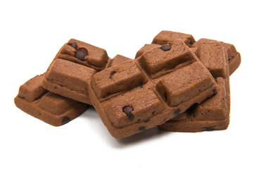 chocolate sponge cake isolated