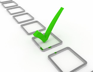 3d illustration of check mark over white background