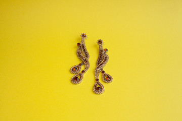 jewelry or jewelry on a yellow background