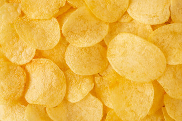 crispy potato chips snack texture background top view