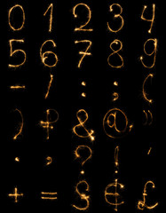 various light signs arranged on black backdrop