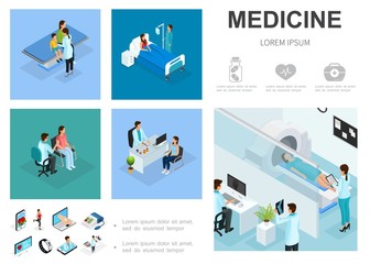 Fototapeta premium Isometric Medical Care Infographic Template