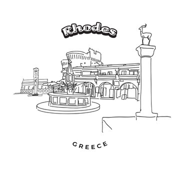  Rhodes Greece landmarks travel sign