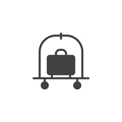 Luggage trolley vector icon. filled flat sign for mobile concept and web design. Hotel Trolley simple solid icon. Symbol, logo illustration. Pixel perfect vector graphics