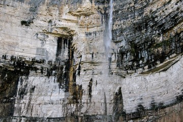 waterfall falls from a cliff from a height of 900 meters