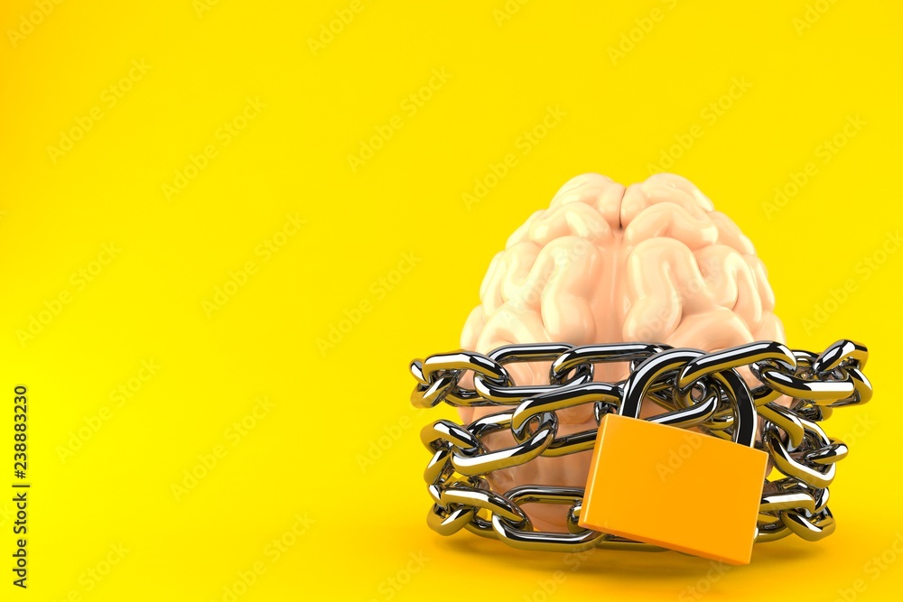 Canvas Prints brain with chain and padlock