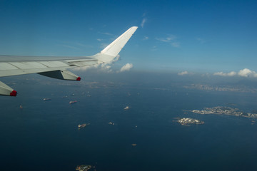 Flying in the airplane