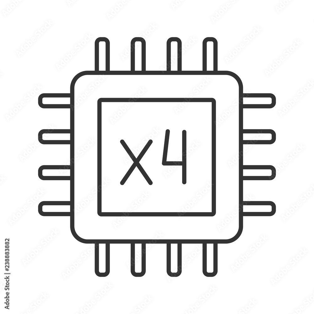 Poster quad core processor linear icon